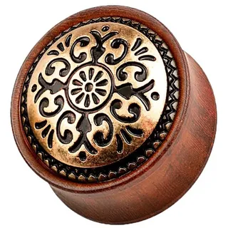 Taffstyle Plug Piercing Sattel Holz Antikes Stammes Muster, Plug Flesh Tunnel Ohrpiercing Organic Sattel Holz Braun Antikes braun 22mm