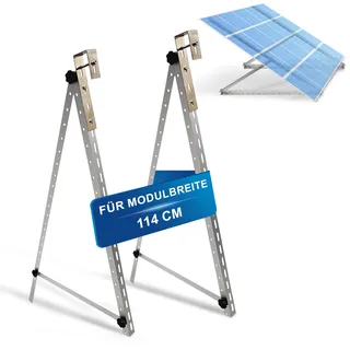 TRANGO Solarmodul Alu-Halterung für eckige Balkongeländer - Universalhalterung aus 100% Aluminium - Balkonkraftwerk Solarmodule - verstellbarer Winkel 0-45 Grad - inkl. 2x Edelstahl-Haken - ST-0006S