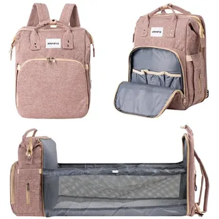 barmøya Wickelrucksack mit Wickelablage | Wasserabweisender Wickelrucksack mit isolierten Flaschenhaltern, Laptopfach und viel Stauraum | Inkl. Stabilisator-Stangen (Rosa) - Einheitsgröße