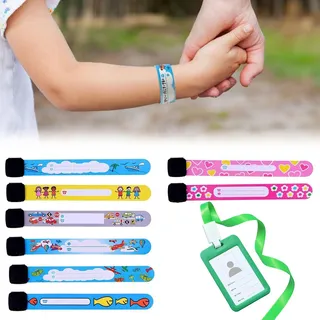 Notfall-Armband für Kinder, Namensarmband Kinder, ID Armband, SOS Armband Kinder, Sicherheitsarmband, ID Armband Kinder, Notfall-Armband für Kinder & Ausweishalter, Wiederverwendbares, 9PCS