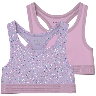 NAME IT Mädchen Nkfshort Top 2p Pastel Lilac Dot Noos Bustier, Pastel Lilac, 146-152