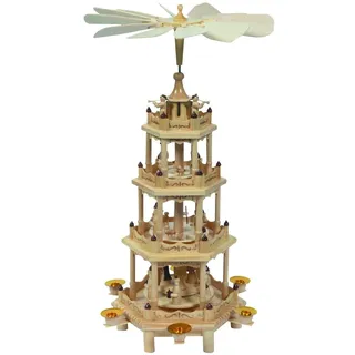 OBC Weihnachtspyramide/Naturtöne/Pyramide Weihnachten / 4 Etagen/im Kunsthandwerks-Stil, handgefertigt/Deko zu Weihnachten