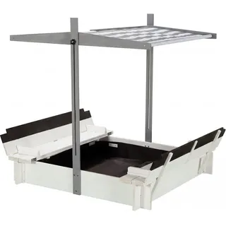 wondermake® Sandkasten mit Dach und Abdeckung grau/schwarz/weiß