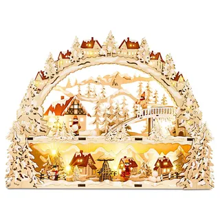 SIKORA LB78 beleuchteter LED Holz Schwibbogen Winterdorf inklusive Trafo