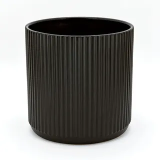 Amazon Basics Rund, Geriffeltes Keramik-Pflanzgefäß, 20.3 cm, Schwarz