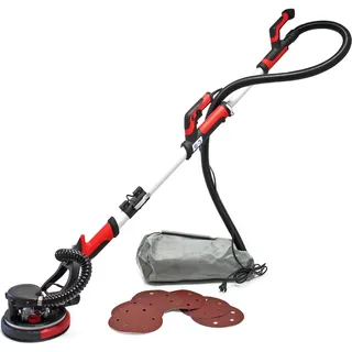 Wiltec Wiltec, Schleifmaschine + Poliermaschine, Trockenbauschleifer 750 w, Wandschleifer Deckenschleifer mit 225 mm Schleifteller, Langhalsschleifer mit Absaugung, Zubehör und Teleskopstange