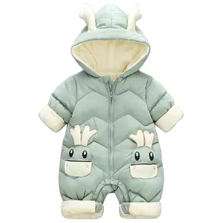 DorkasDE Baby Strampler Schneeanzug Junge Mädchen Overall Jumpsuit Winter Babykleidung mit Kapuze - Größe 80 (6-9 Monate)