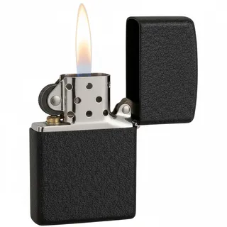 Zippo Sturmfeuerzeug - Black Crackle, Base Model - Nachfüllbar - Wiederverwendbar - Windfestes Design - Geschenkbox - Made in USA