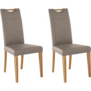 Home affaire Esszimmerstuhl Roberta (Set, 2 St), mit Bezug aus Echtleder und Gestell aus Eiche Massivholz braun