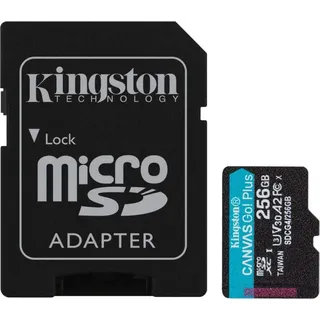 Kingston Canvas Go! Plus Gen4 256GB microSDXC Speicherkarte (200 MB/s, A2 U3) mit Adapter