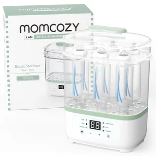 Momcozy Elektrischer Dampfsterilisator für Babyflaschen – 3-in-1 Sterilisiert, Trocknet & Heizt mit 99,9% Bakterienabtötung, 8 Flaschen Kapazität, 24h Keimschutz & Automatischer Trocknung