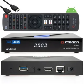 Octagon SPIRIT 4K UHD Android 9 IP-Receiver HDR10+ Dual-WiFi, LAN, Bluetooth HDMI USB 3.0)