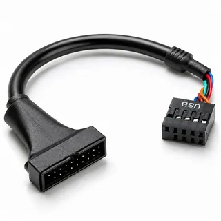 JZK USB 3.0 20-Pin auf USB 2.0 9-Pin Buchse Mainboard-Adapterkabel, interner Header-Konverter für PC-Gehäuse-Frontpanel, Schwarz