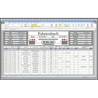 Digitales Fahrtenbuch excel APP Fahrten-Buch Formular MPU Dienstwagen DIN A4