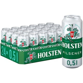 Holsten Pilsener 4,8 % Vol. Premium Pils l |24 Dosenbiere 0,5 L mit erfrischend feinherbem Geschmack | Bierdose Einweg (24 X 0.5 L)