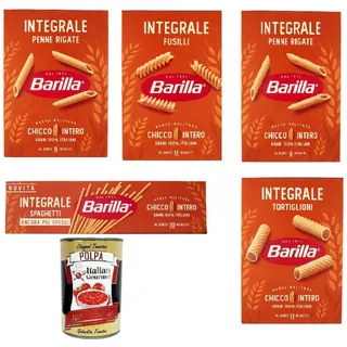 Testpaket Pasta Barilla Integrali Vollkorn Nudeln 5x 500g+Italian Polpa 400g
