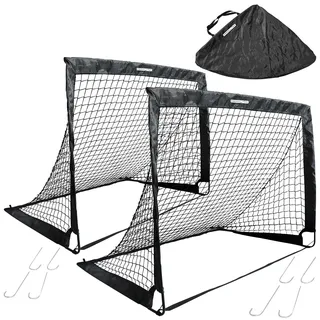 PEARL sports 2er-Set faltbare Kinder-Pop-up-Fußballtore, Outdoor, mit Tragetasche