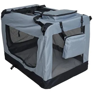 Estexo Transportbox Hundebox Faltbox XXL Transporttasche Tierbox Hunde Box Grau
