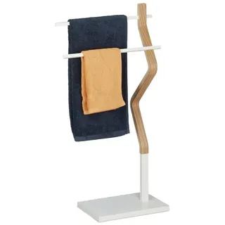 Relaxdays Handtuchhalter stehend Weiß,Hellbraun