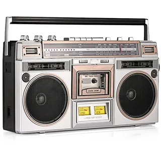 Cassette Boombox, Radio Cassette Player Recorder, AM/FM Radio, Wireless Streaming, USB/Micro SD Slots, Aux In, Headphone Jack, Convert Cassettes to USB/SD, Classic 80s Style Retro