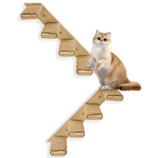 Katzen-Wandregal mit 4 Stufen, Katzentreppe für die Wand mit Sisalseil. Katzen-Wandstufen, Leiter, Möbel und Kratzbaum-Zubehör (Catstairs 2er-Pack, 4 Stufen)