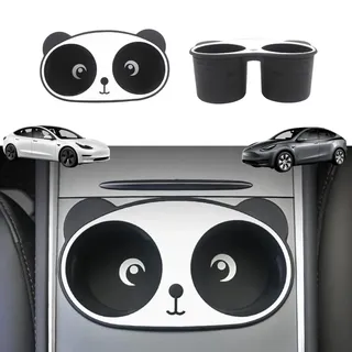 NITOYO Tesla Model Y Model 3 Getränkehalter Einsatz Mittelkonsole, Panda Becherhalter Einsatz für Mittelkonsole für Tesla Model 3 Model Y 2021-2023 Zubehör