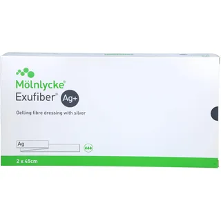 Mölnlycke Health Care GmbH Exufiber Ag+ 2x45 cm gelbild.Faserverb.m.Silber