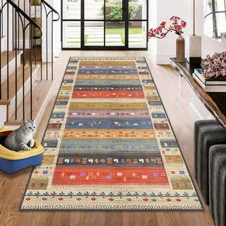 Teppich Läufer Flur Küchenläufer Vintage Teppichläufer Flur Küchenteppich Waschbar Rutschfest Flurteppich Läufer Lang Küche Teppich Eingangsbereich Polyester Meterware Anpassbar Rug 80 x 180 cm