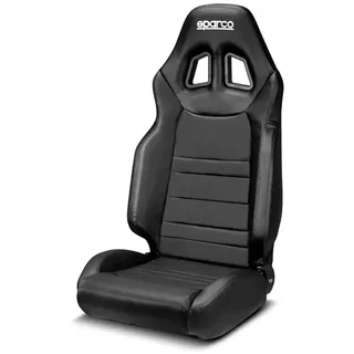 Sparco Sportsitz R100+ Schwarz Kunstleder + Schwarze Nähte (Verstellbar)
