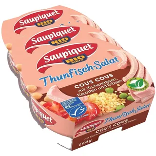 Saupiquet Rio Mare Thunfisch-Salat Cous Cous, MSC zertifiziert, Fix und fertig zubereitet, Ideal für unterwegs, 160g (Packung mit 3)