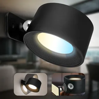 B.K.Licht Wandleuchte 2 W 150 lm Tageslichtweiß Schwarz 9,5 cm