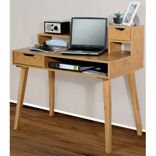 vogl möbelfabrik Sekretär VOGL MÖBELFABRIK "Emil", blau (wildeichefarben, eiche massiv), B:105cm H:98,6cm T:55cm, Sekretäre, Sekretär, Beine Massivholz, mit griffloser Optik, Made in Germany