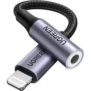UGREEN Lightning zu Klinke Adapter 3,5 mm Kopfhörer Lightning auf Aux Adapter kompatibel mit iPhone 14 13 12 11 X usw.(Grau)