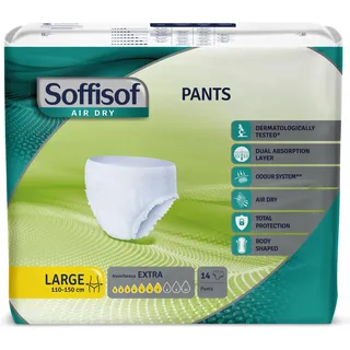 Soffisof Air Dry Windelpants für Erwachsene Extra L - Inkontinenz Pants - Einzelpackung mit 14 Windeln, 7 Tropfen - Windeln Pants