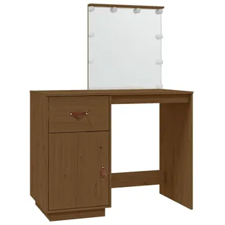 vidaXL Schminktisch mit LED Honigbraun 95x50x133,5cm Massivholz Kiefer