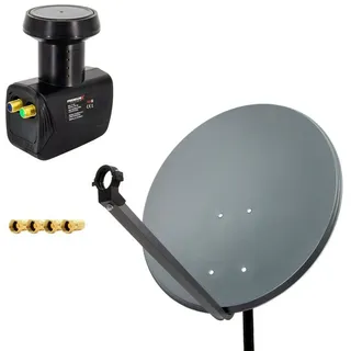 PremiumX 80cm Stahl anthrazit + Twin LNB