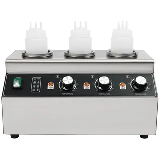 BJTDLLX 300W Elektrischer Saucenwärmer mit 3 Sauce Flaschen, Edelstahl Elektro Sauce Wärmer 30-85 °C, Käsesaucenwärmer Soßenwärmer für Soßen, Käse