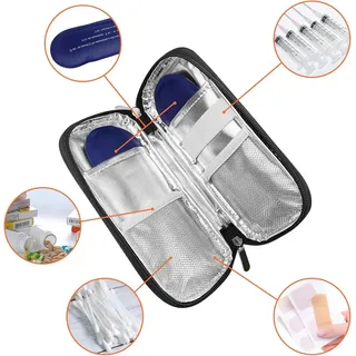 Magrimaxio Insulin Pen kühltasche, Diabetiker medikamenten Tasche, isolierte medikamententasche Flugzeug, kühler Diabetes medikamente, kühlbox - Schwarz
