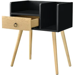 [en.casa] Nachttisch Gibbston 64x50x36 cm mit 2 Ablagen Retro Schwarz