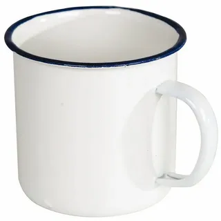 Bo-Camp Emaille Tasse, 400ml, weiß/blau