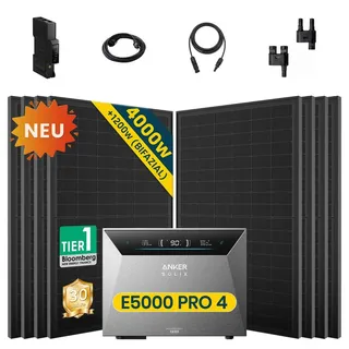 ALLDREI Balkonkraftwerk monokristallin 4000 W inkl. Anker Solix Solarbank 4 E5000 Pro 500 W
