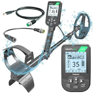 Nokta Simplex Lite Metalldetektor, Wasserdichter Metalldetektor Profi mit 24,1 cm DD-Suchspule, Schwarz