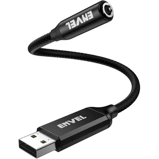 ENVEL Headset-Adapter, 3,5-mm-Buchse auf USB-Stecker, integrierter Chip, Externe Stereo-Soundkarte, TRRS 4-poliges Mikrofon, unterstützt USB auf Kopfhörer-Adapter für PS4, Laptop, PC