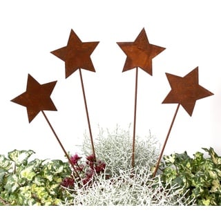 LB H&F Lilienburg Gartenstecker Weihnachtsdeko Adventsdeko Herbstdeko Stern Sterne Rost Deko Garten Gartenstecker Beetstecker Gartendeko Herbst Winter Weihnachten braun