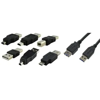 Schwaiger USB-Adapter Set 7-teilig  (Schwarz, Datenübertragung: Bis zu 480 Mbit/s)