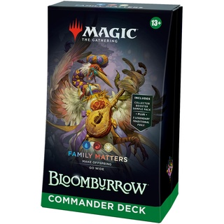 Magic the Gathering Magic: The Gathering Bloomburrow-Commander-Deck – Familiensachen (Deck mit 100 Karten, Sammler-Booster-Probepackung mit 2 Karten + Zubehör) (English Version)