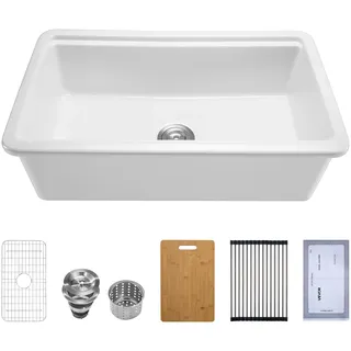 Vevor Bauernspüle Unterbaubecken Weiß Handbetätigung 835 x 485 mm