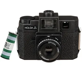 Holga 120GCFN Set black, inkl. B+W Film+ Batterie, Rollfilm-Kamera mit Blitz