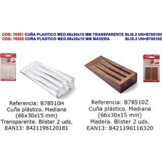 Brinox Kunststoffkeil, Maße 66 X 30 X 15 Mm, Holzblister, 2 Einheiten