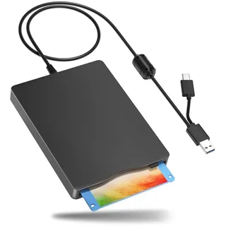 Quystetes Diskettenleser, 3,5 externes Diskettenlaufwerk mit USB Typ-C, tragbares FDD-Diskettenlaufwerk für Laptop PC